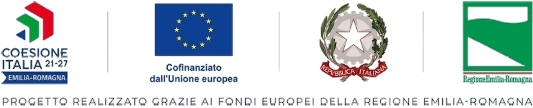 Loghi istituzionali evocano collaborazione e sostegno europeo per progetti in Emilia-Romagna.
